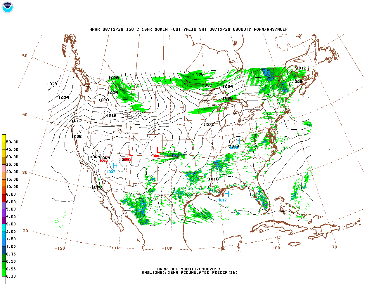 Click to enlarge the hourly precipitation forecast Latest 18 hour total precipitation forecast