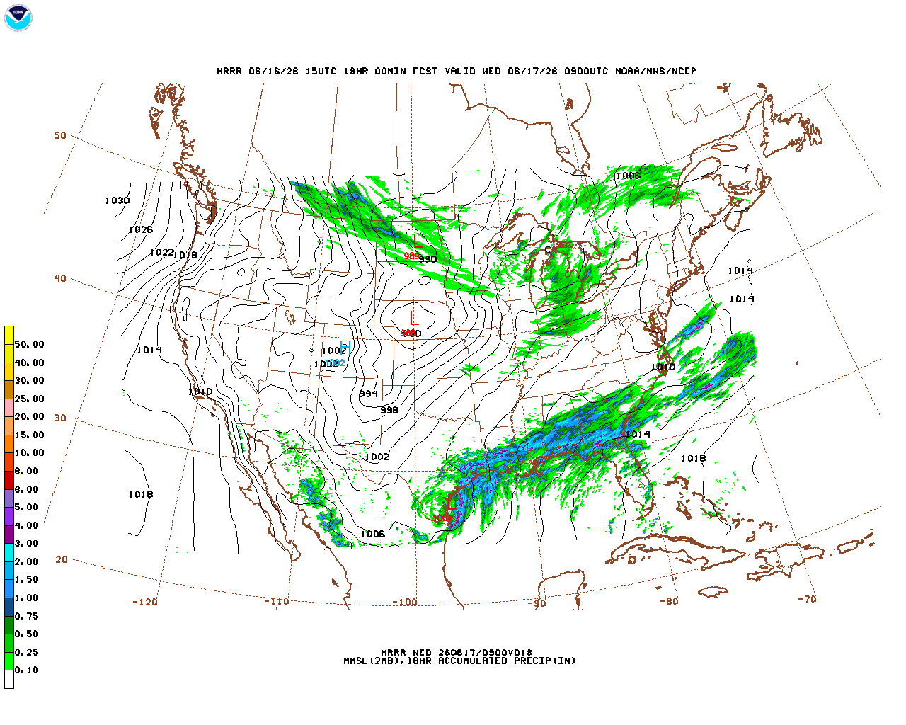 Click to enlarge the hourly precipitation forecast Latest 18 hour total precipitation forecast