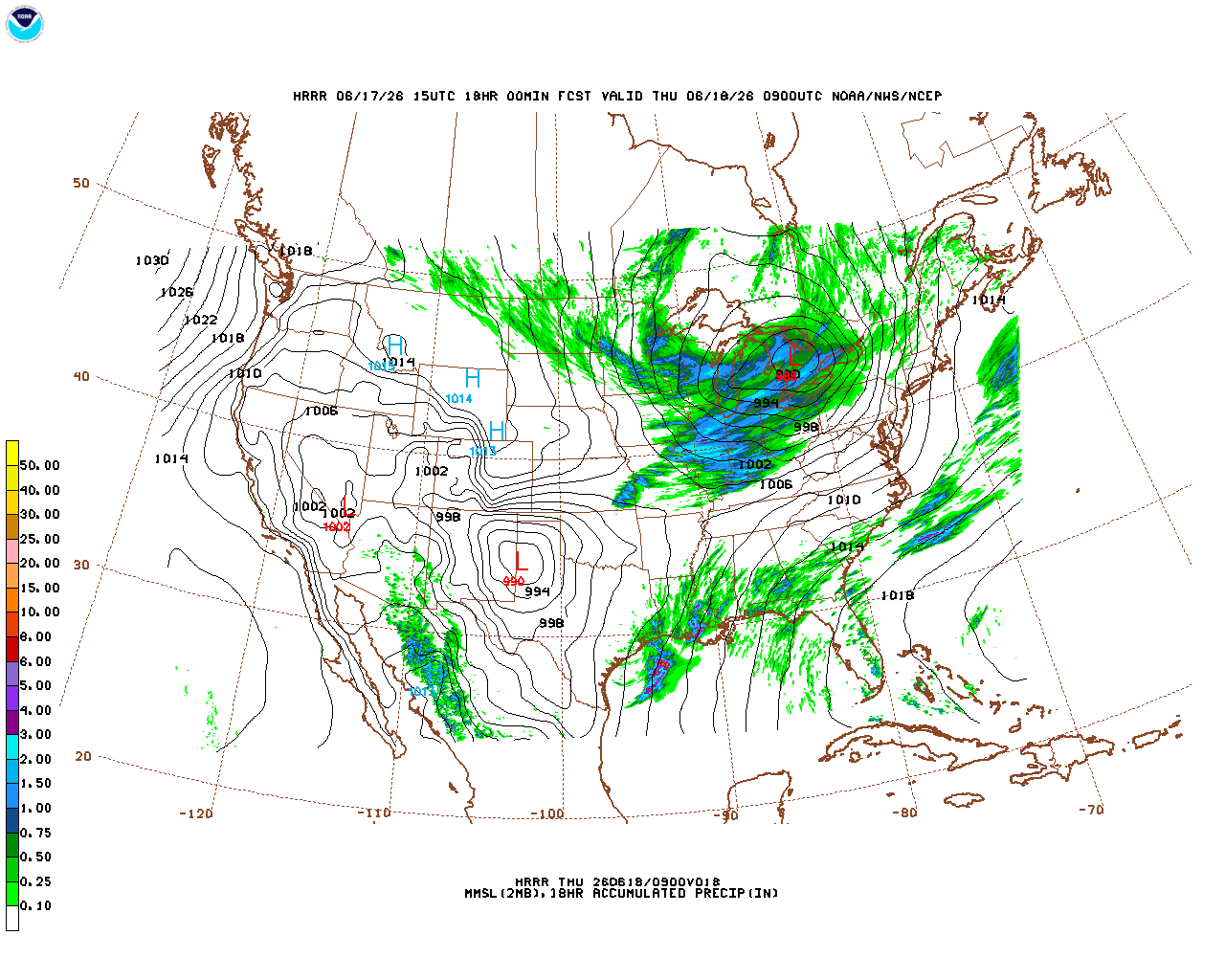 Click to enlarge the hourly precipitation forecast Latest 18 hour total precipitation forecast