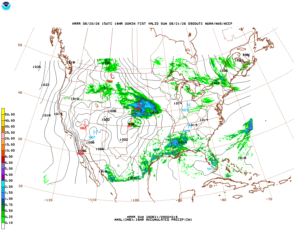 Click to enlarge the hourly precipitation forecast Latest 18 hour total precipitation forecast