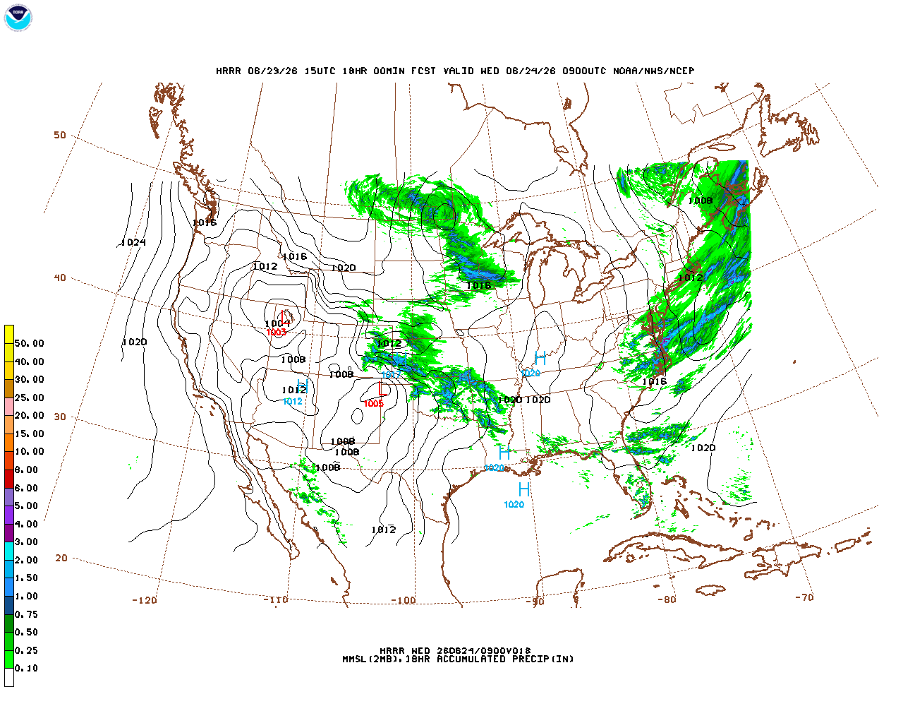 Latest 18 hour total precipitation forecast