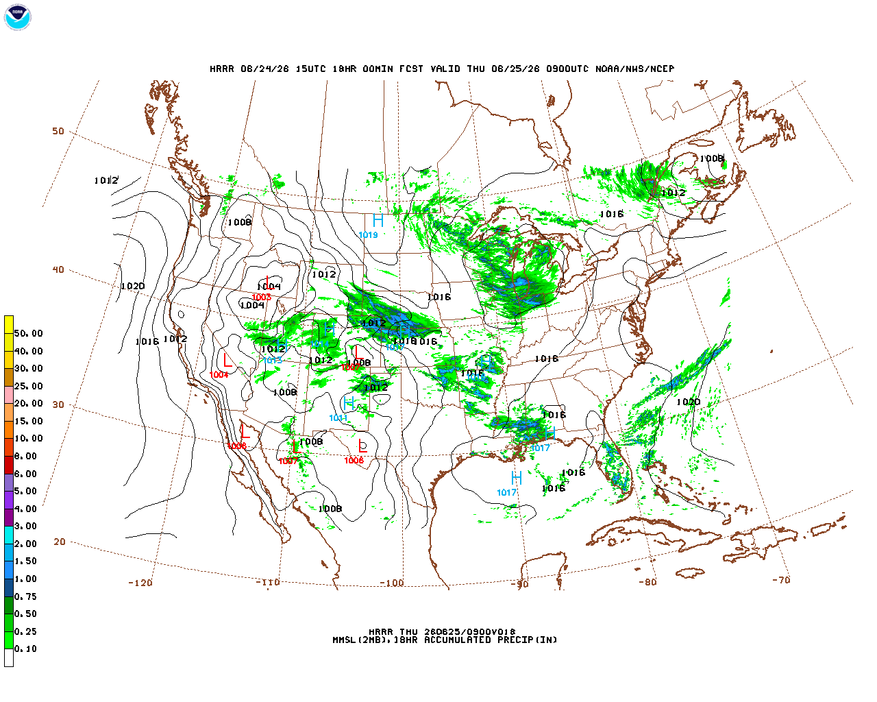 Click to enlarge the hourly precipitation forecast Latest 18 hour total precipitation forecast