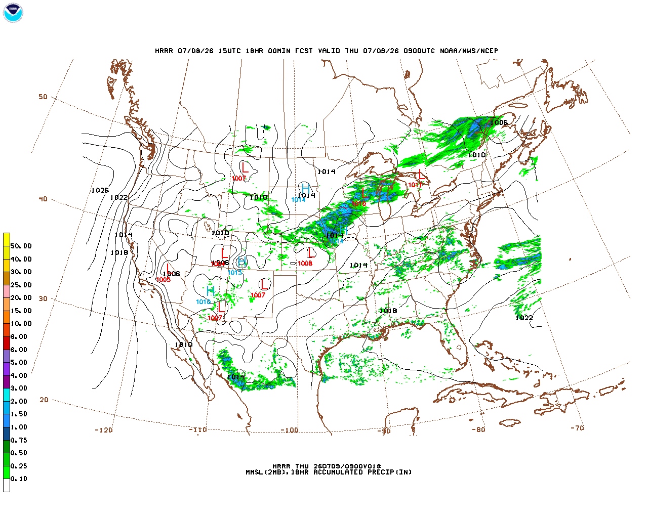 Click to enlarge the hourly precipitation forecast Latest 18 hour total precipitation forecast