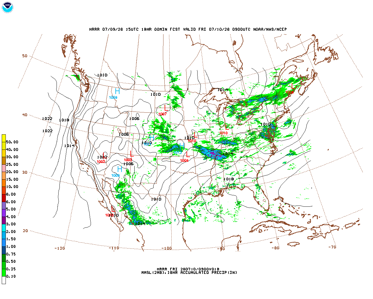 Click to enlarge the hourly precipitation forecast Latest 18 hour total precipitation forecast