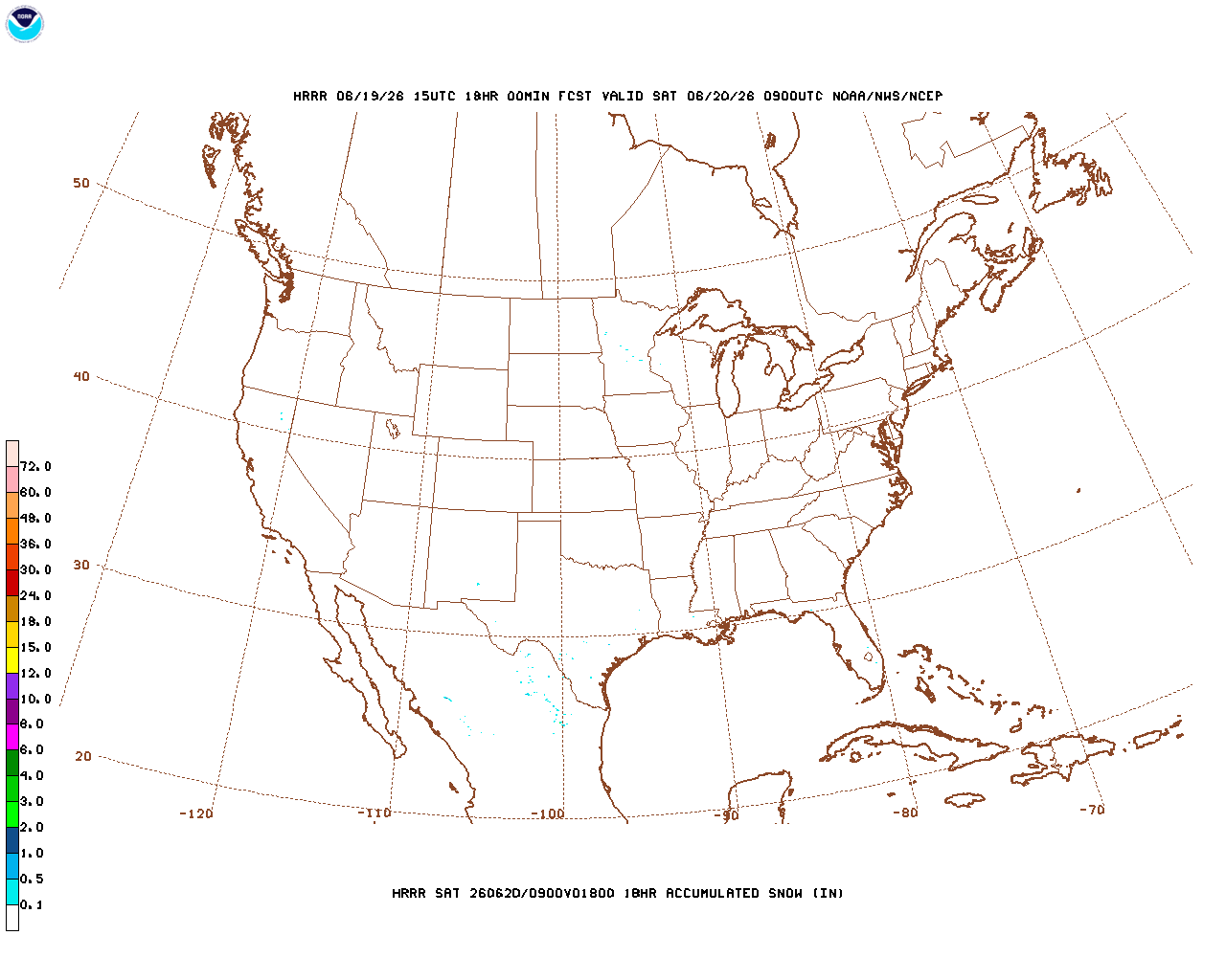 Latest 18 hour total precipitation forecast