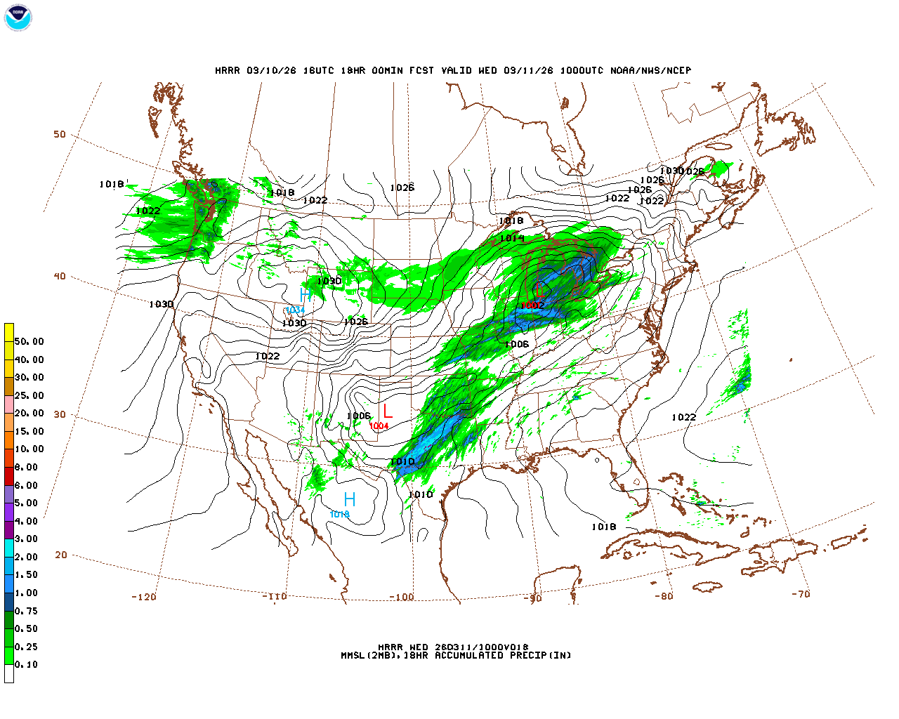 Latest 18 hour total precipitation forecast