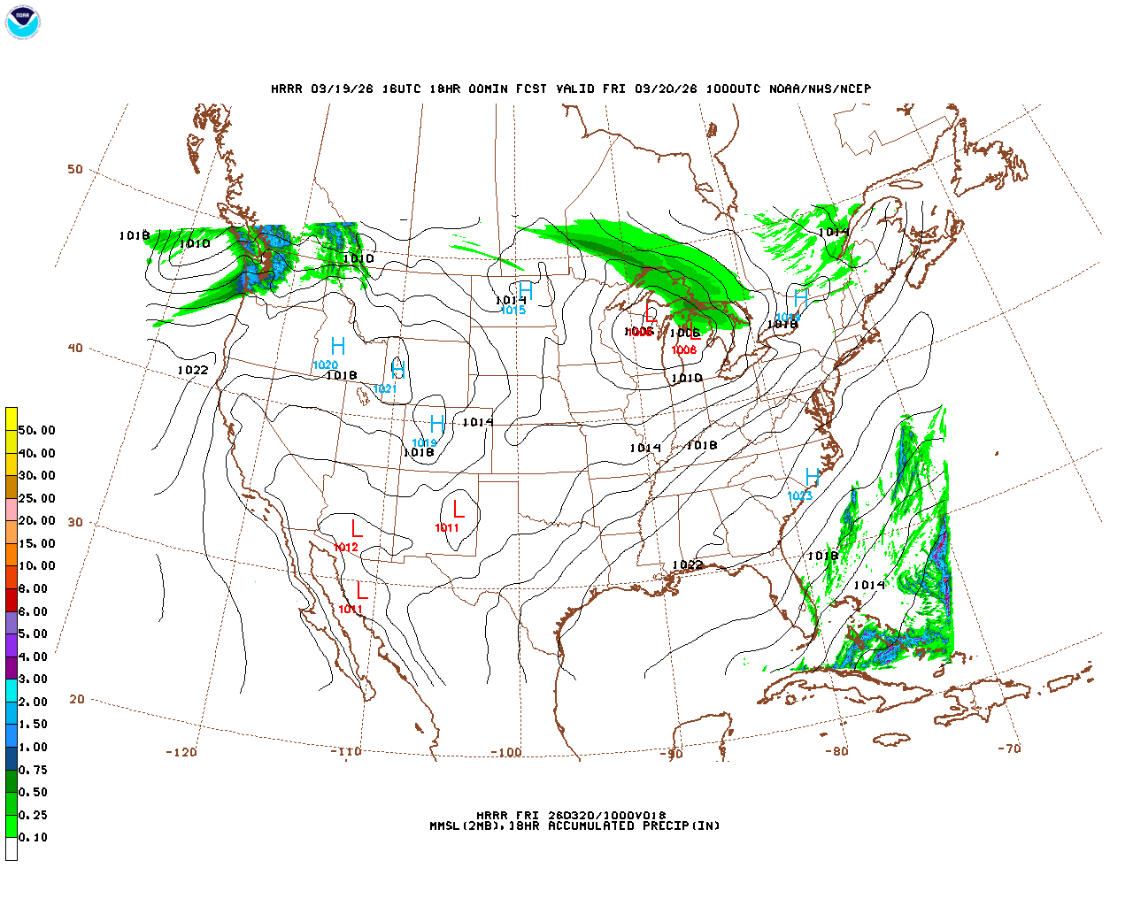Latest 18 hour total precipitation forecast