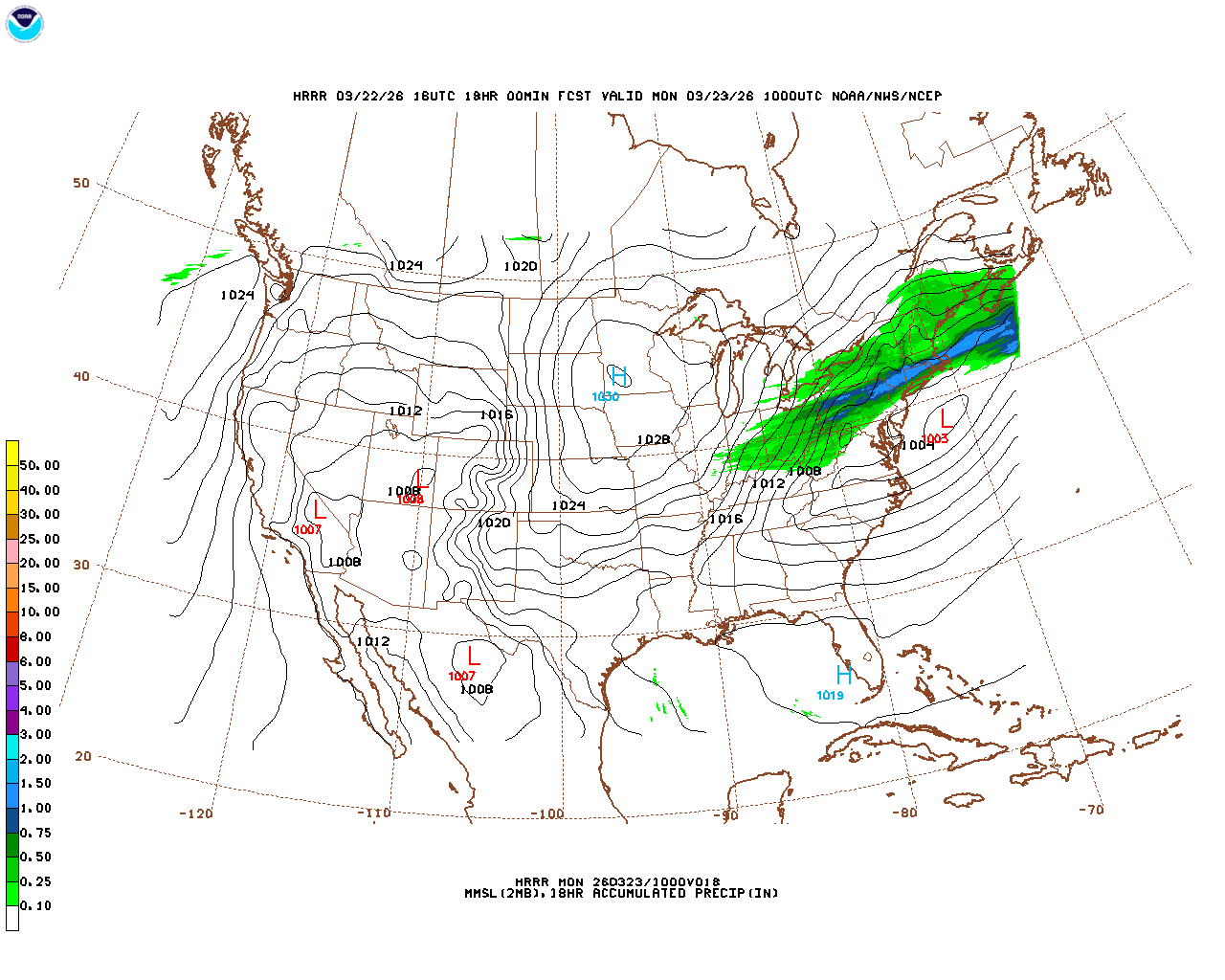 Click to enlarge the hourly precipitation forecast Latest 18 hour total precipitation forecast