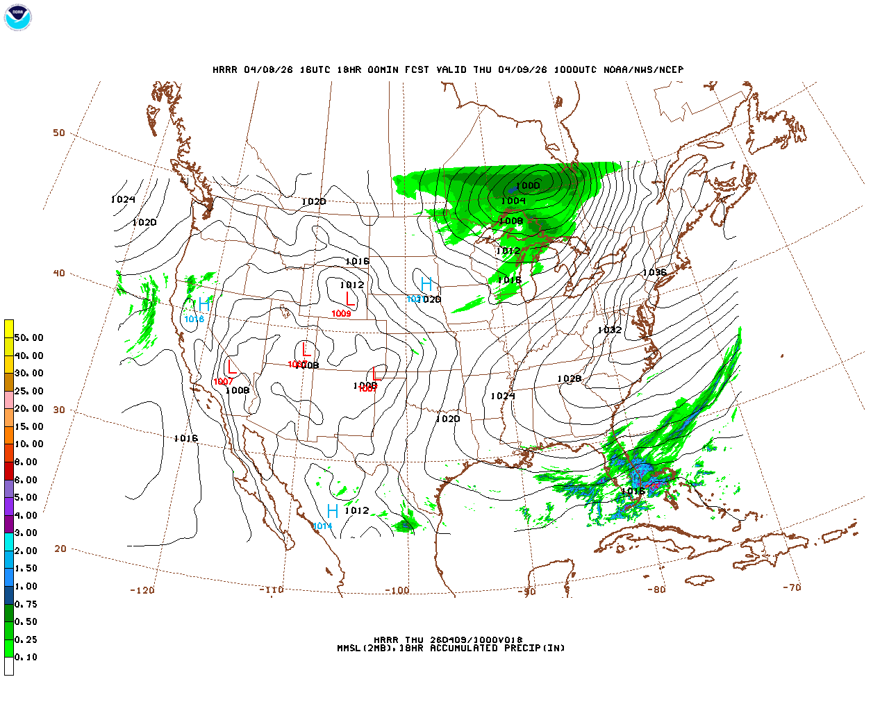 Click to enlarge the hourly precipitation forecast Latest 18 hour total precipitation forecast