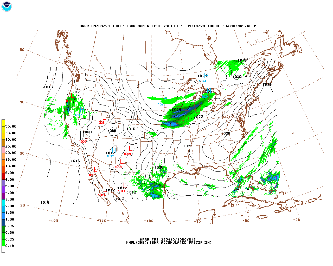 Latest 18 hour total precipitation forecast