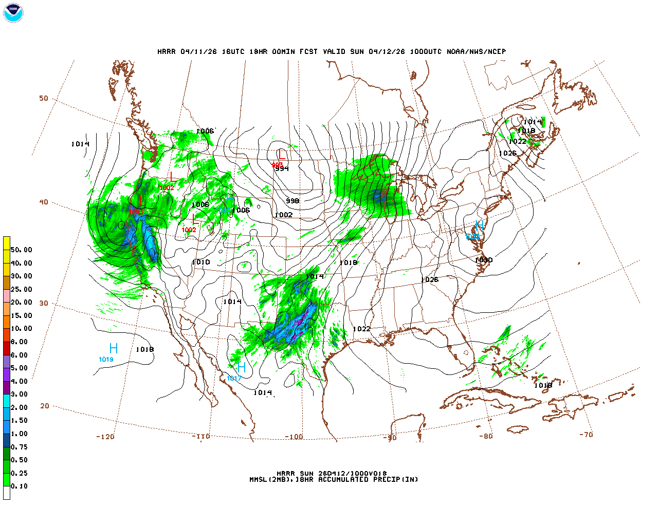 Click to enlarge the hourly precipitation forecast Latest 18 hour total precipitation forecast