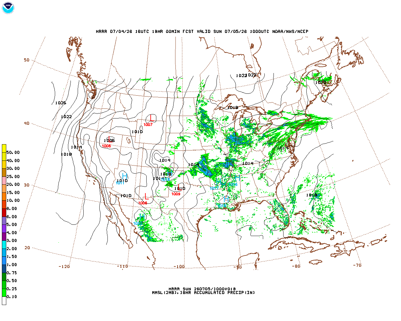 Latest 18 hour total precipitation forecast