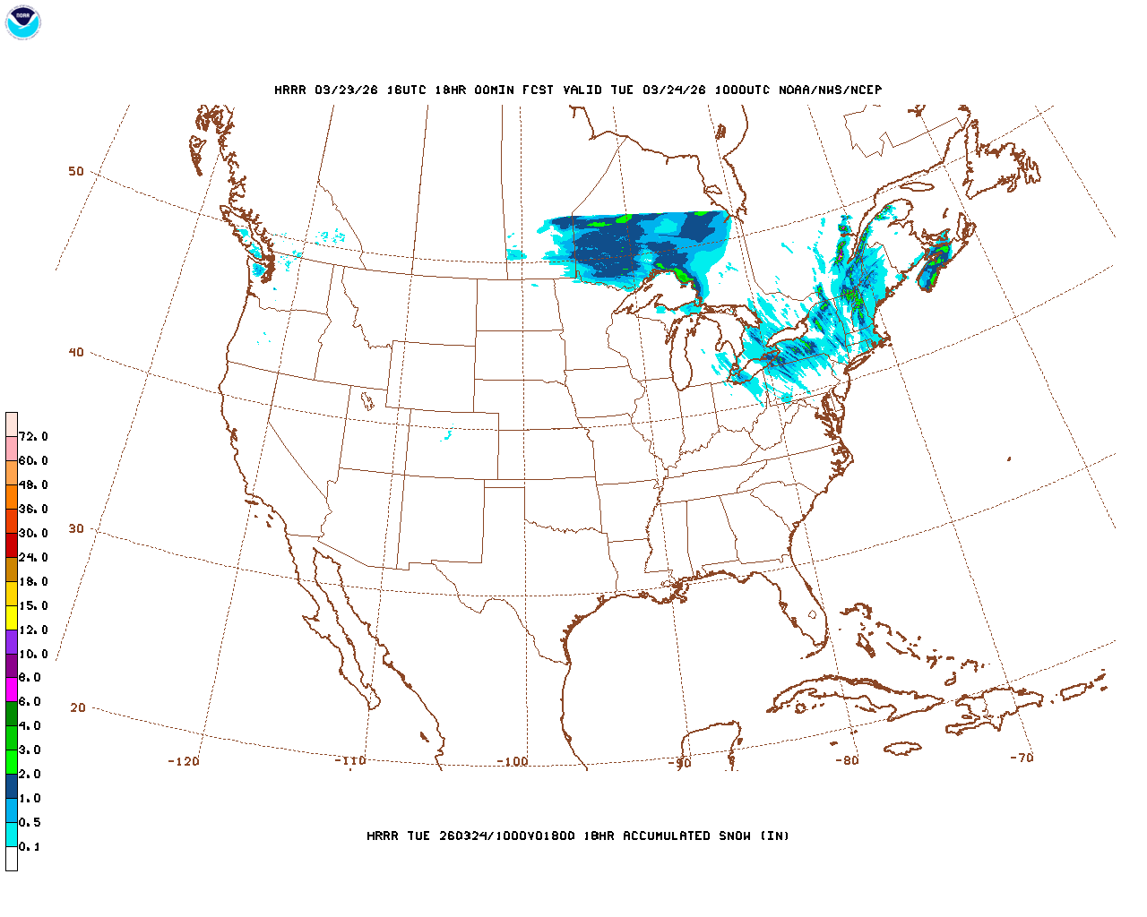 Latest 18 hour total precipitation forecast