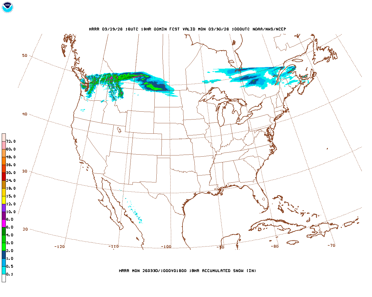 Latest 18 hour total precipitation forecast
