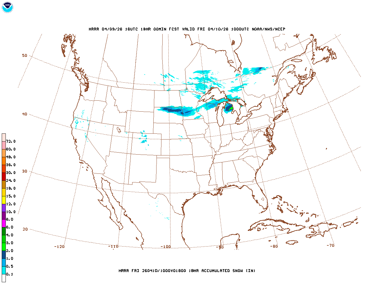 Latest 18 hour total precipitation forecast