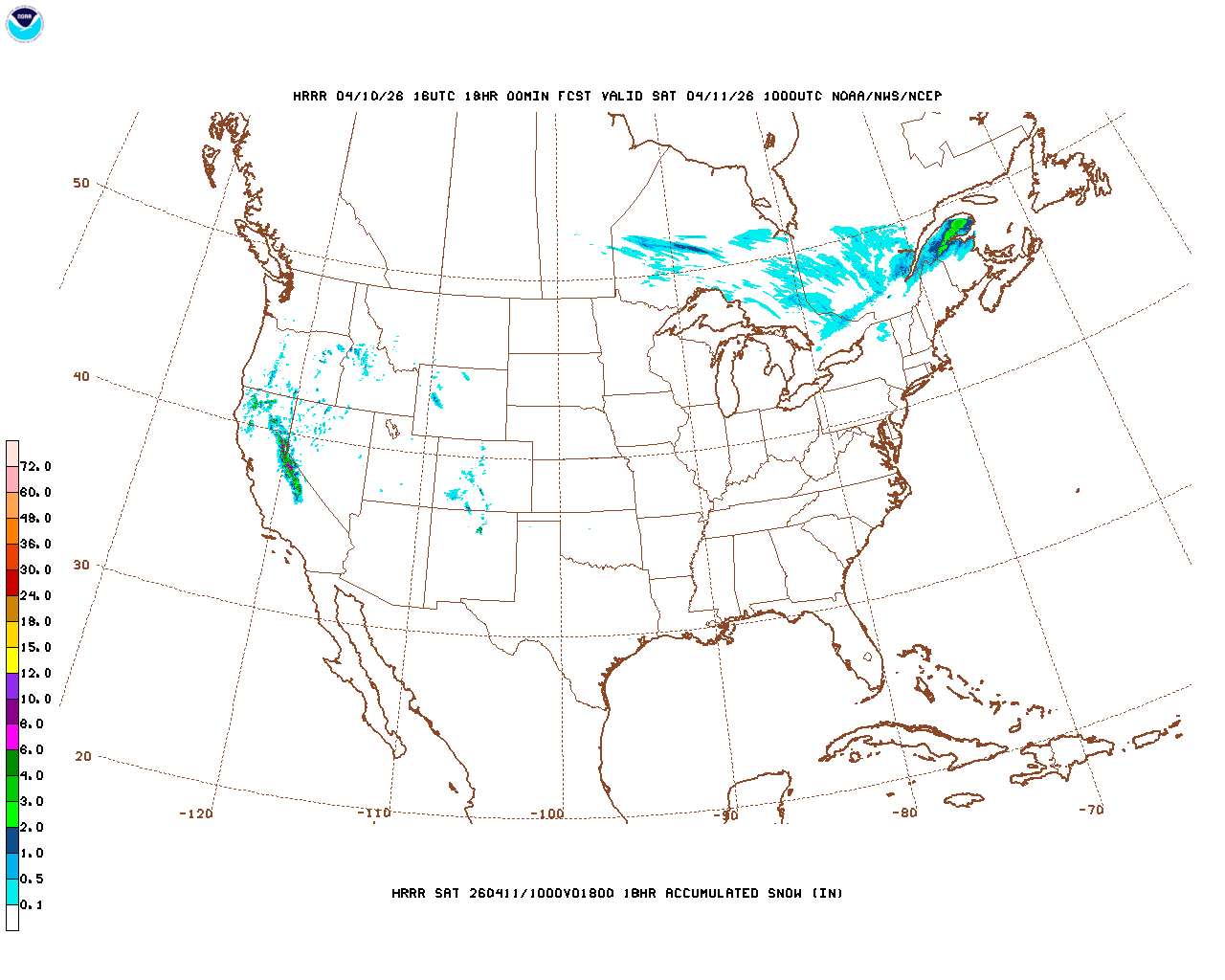 Latest 18 hour total precipitation forecast
