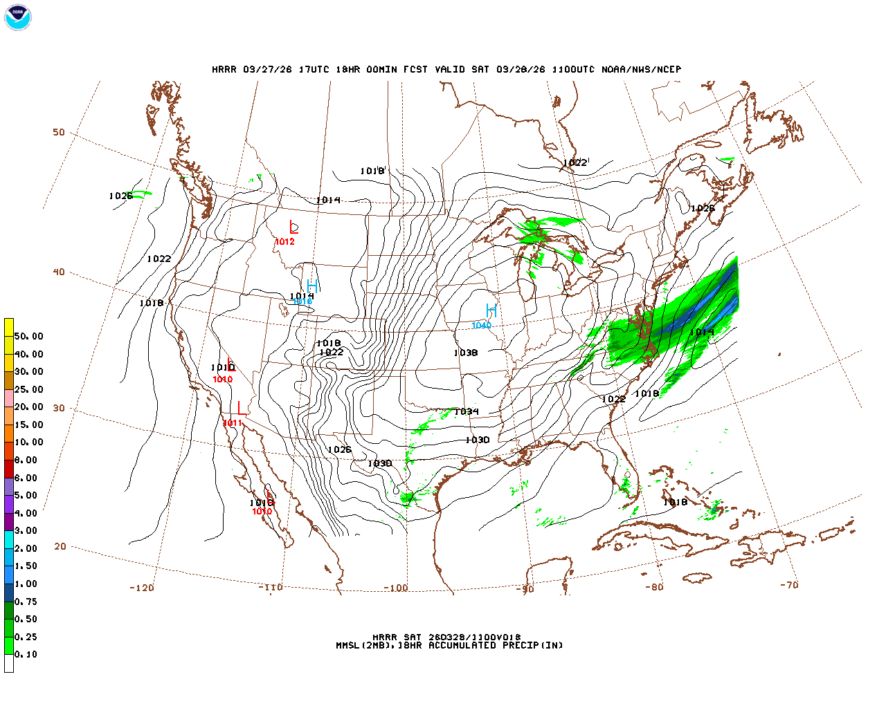 Click to enlarge the hourly precipitation forecast Latest 18 hour total precipitation forecast