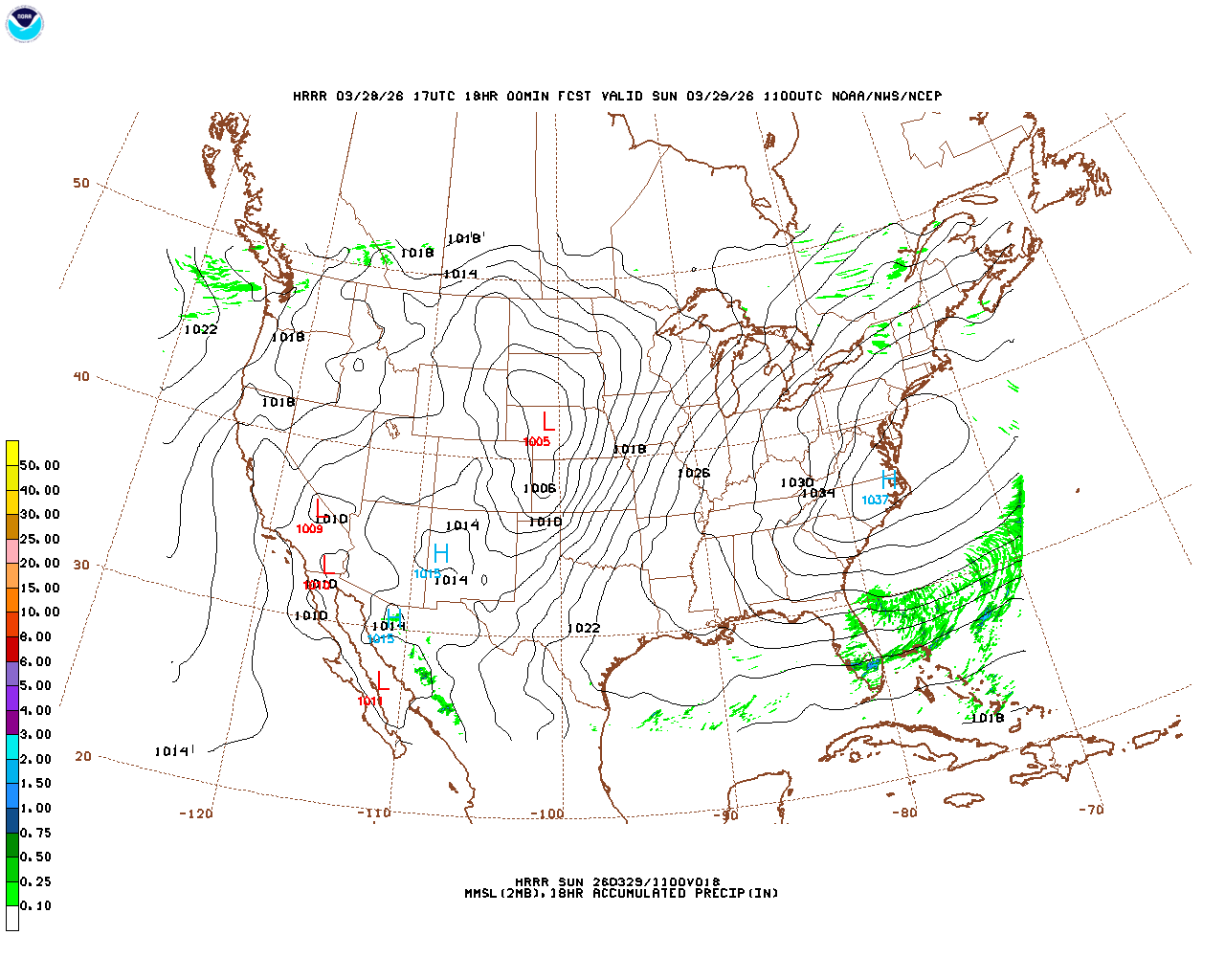 Latest 18 hour total precipitation forecast