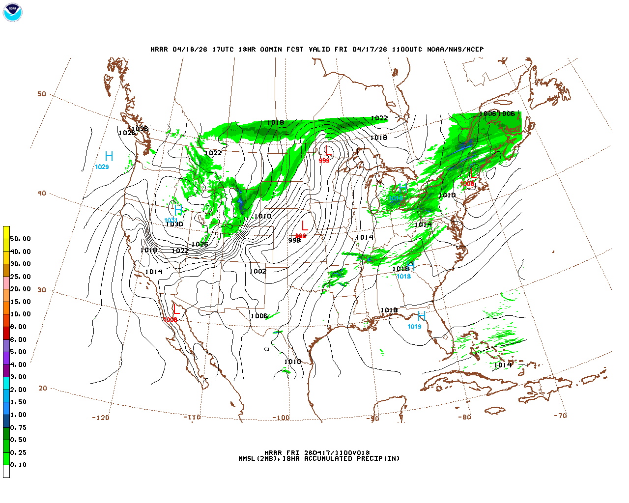 Latest 18 hour total precipitation forecast