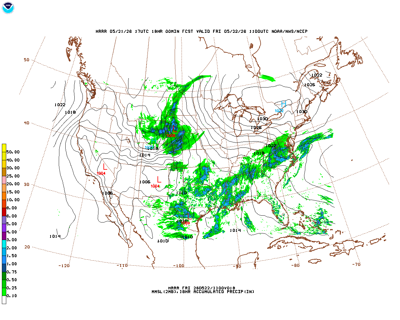 Click to enlarge the hourly precipitation forecast Latest 18 hour total precipitation forecast