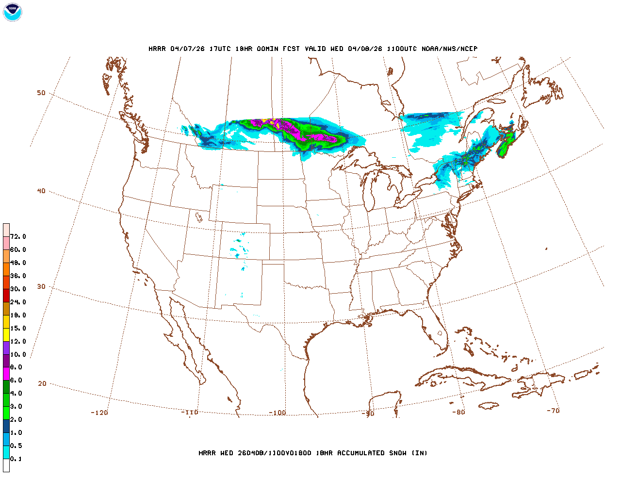 Latest 18 hour total precipitation forecast