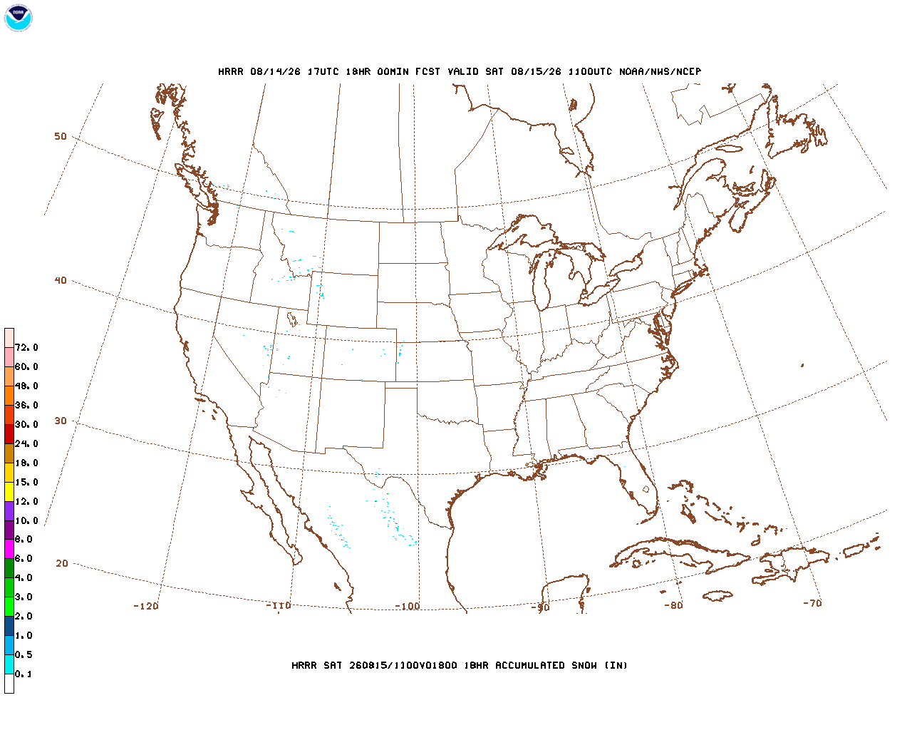 Latest 18 hour total precipitation forecast