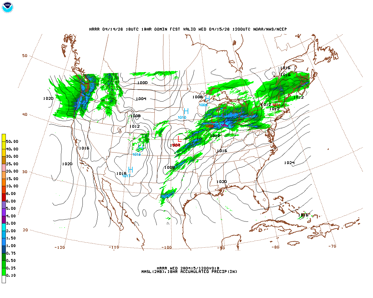 Latest 18 hour total precipitation forecast