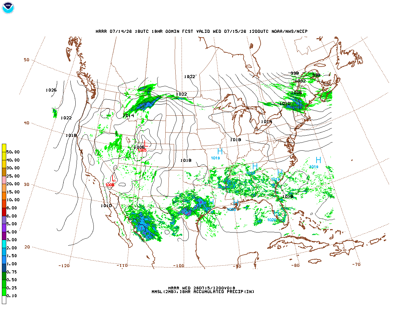 Latest 18 hour total precipitation forecast