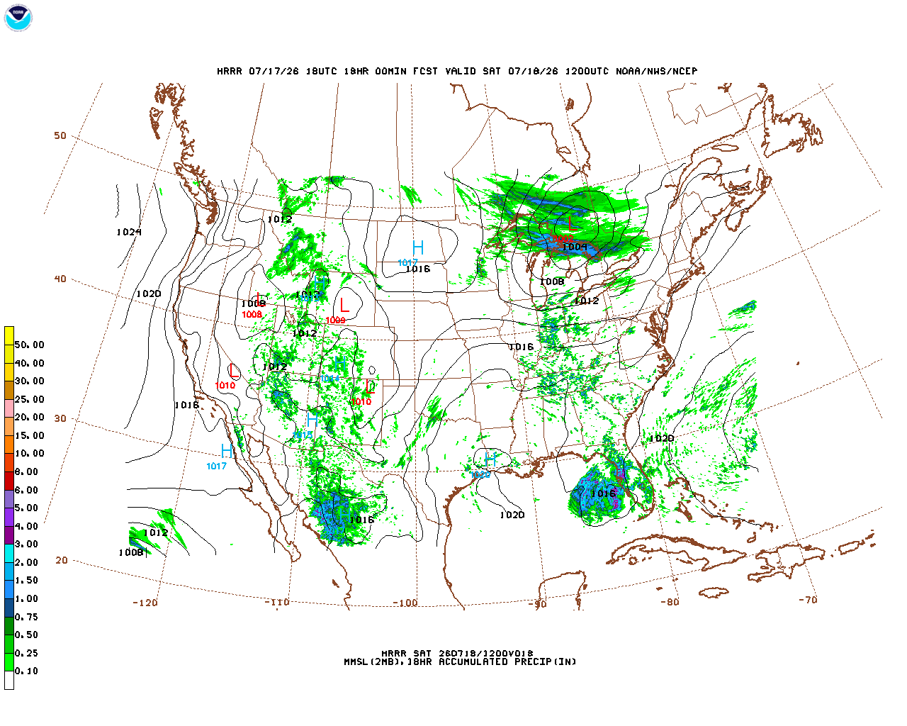 Click to enlarge the hourly precipitation forecast Latest 18 hour total precipitation forecast