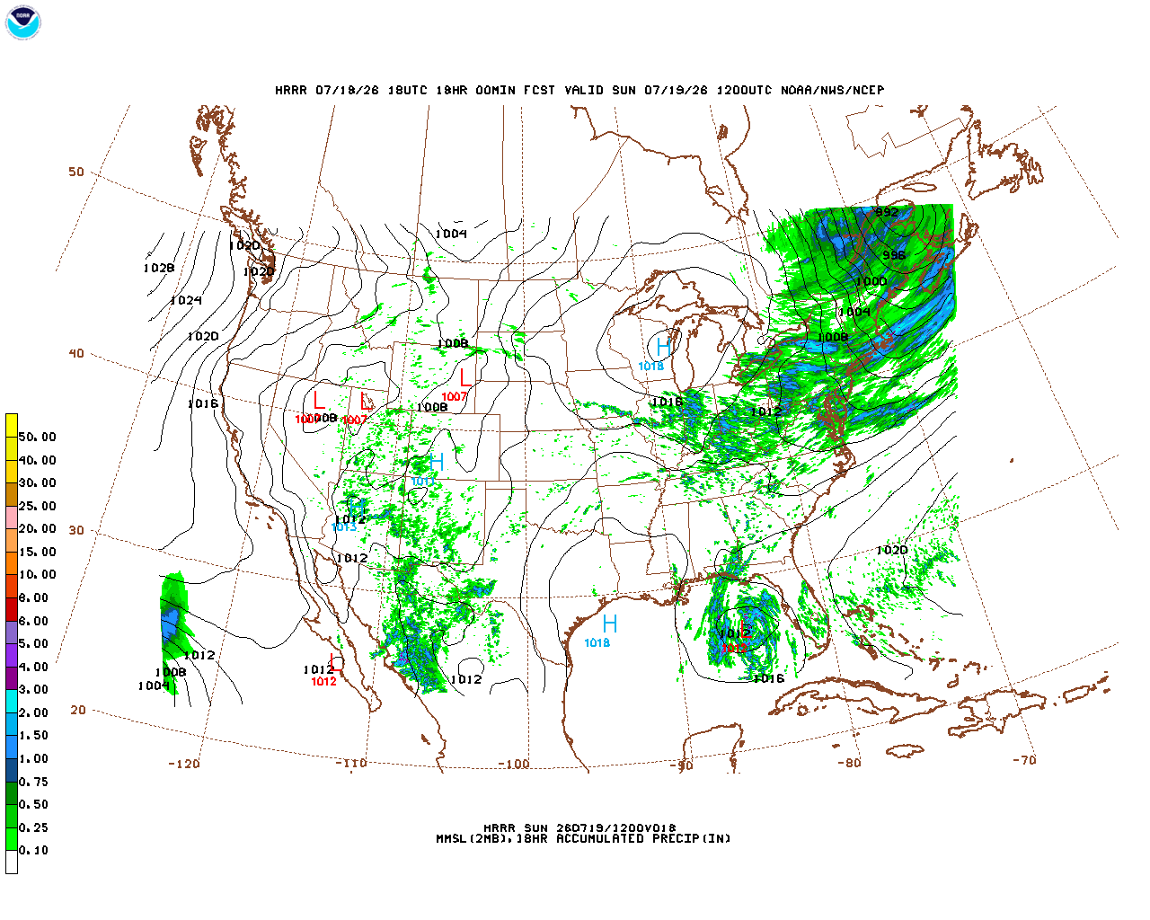 Click to enlarge the hourly precipitation forecast Latest 18 hour total precipitation forecast