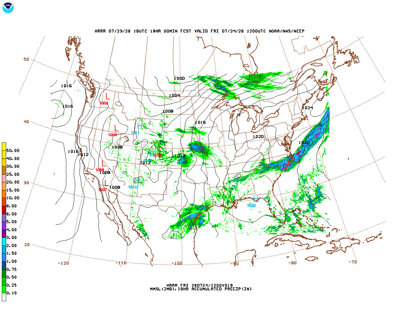 Click to enlarge the hourly precipitation forecast Latest 18 hour total precipitation forecast