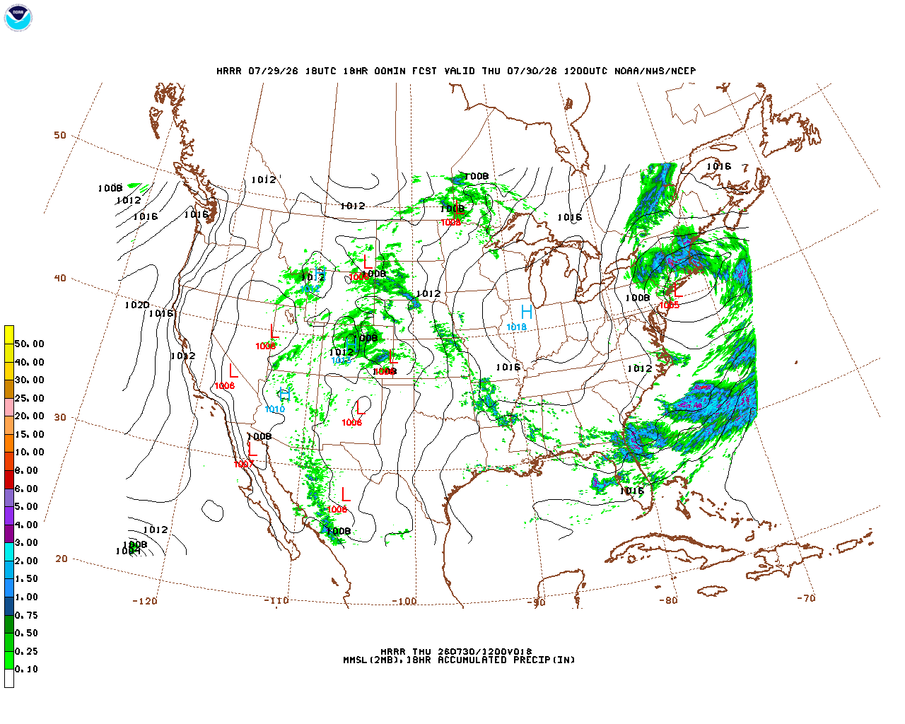 Latest 18 hour total precipitation forecast