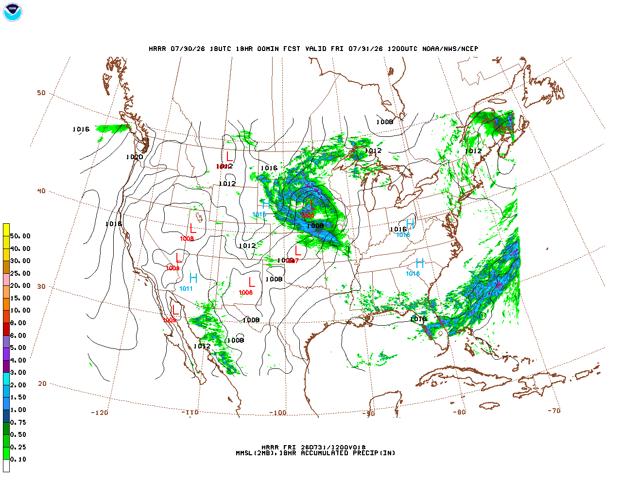 Latest 18 hour total precipitation forecast