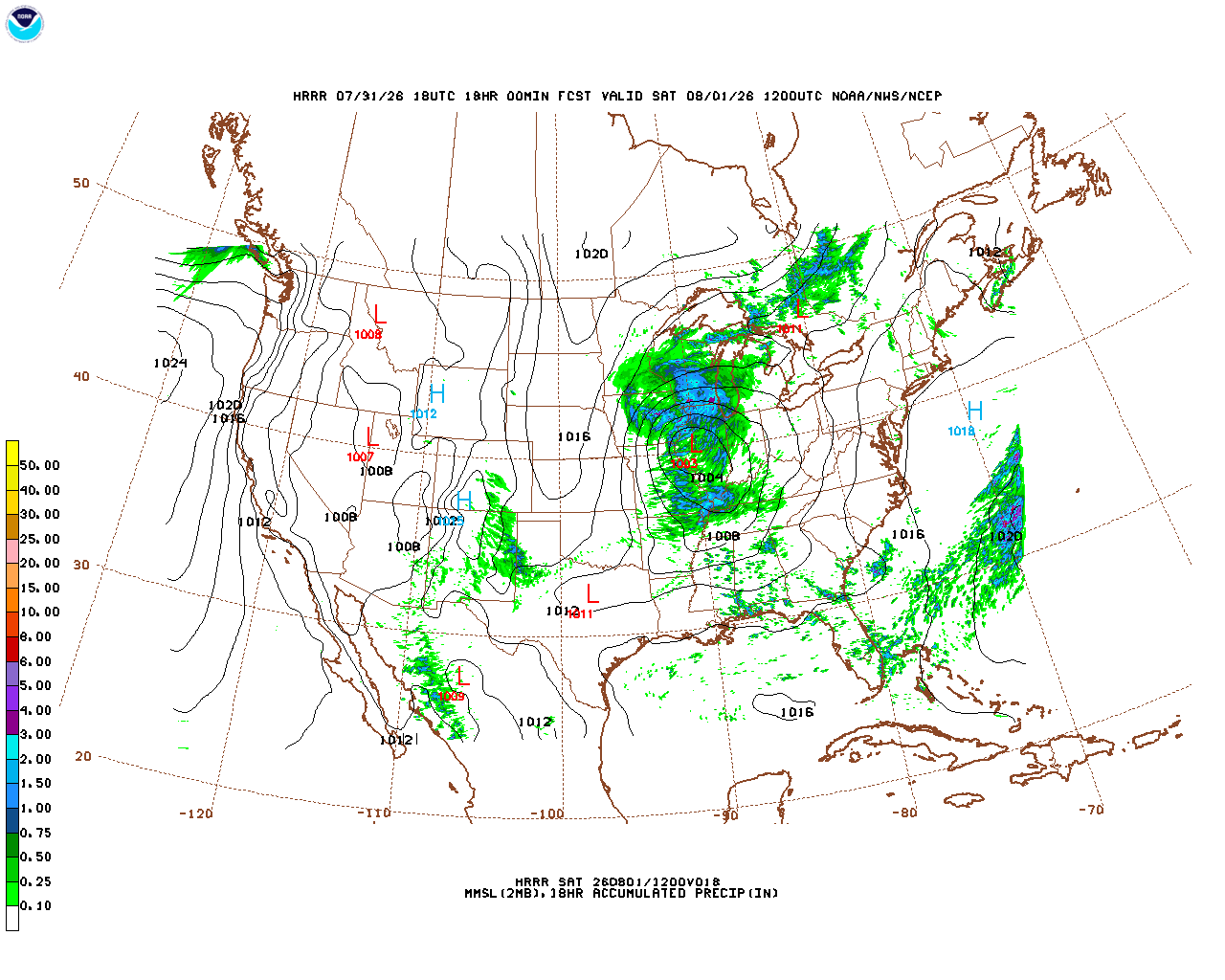 Click to enlarge the hourly precipitation forecast Latest 18 hour total precipitation forecast