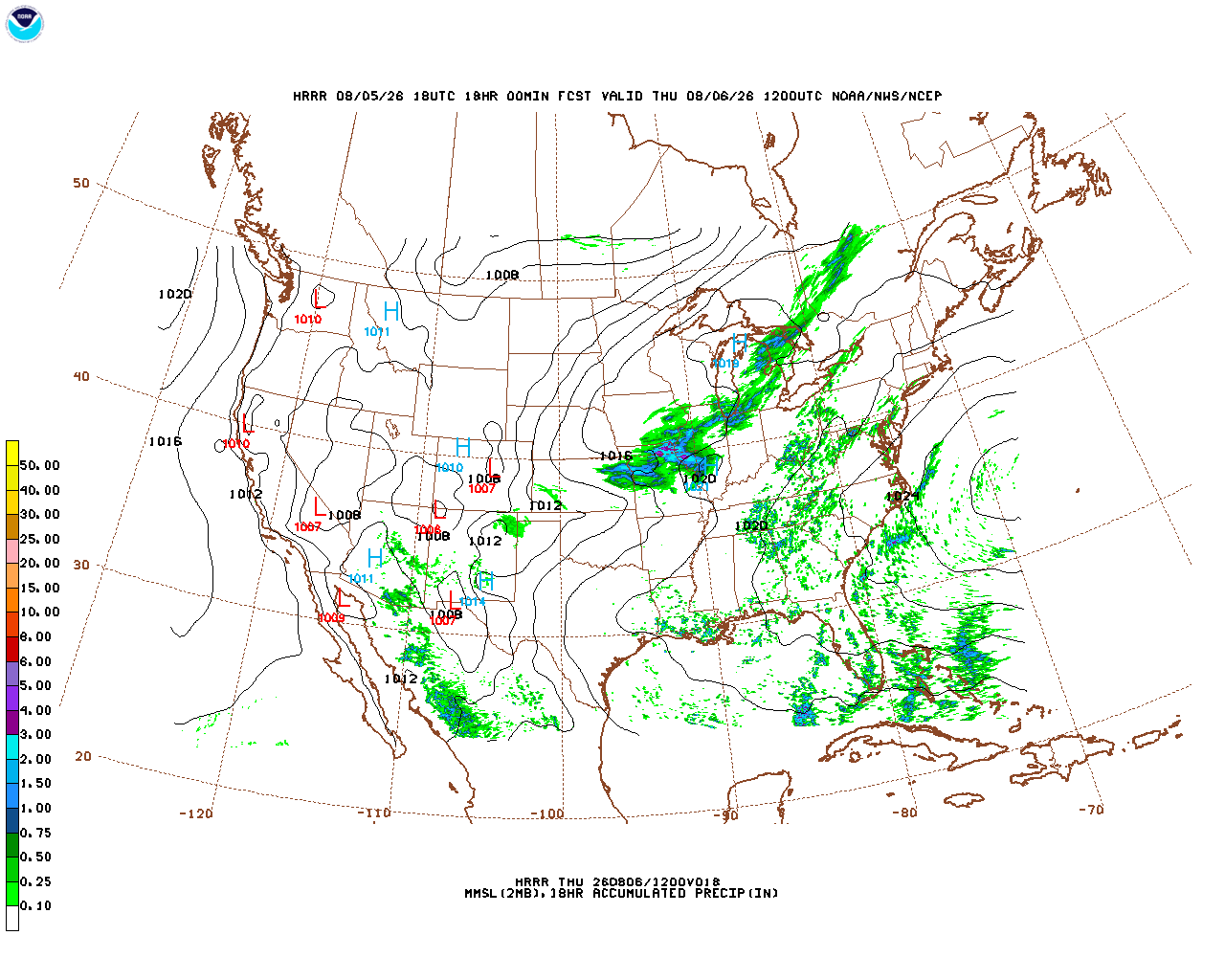 Click to enlarge the hourly precipitation forecast Latest 18 hour total precipitation forecast