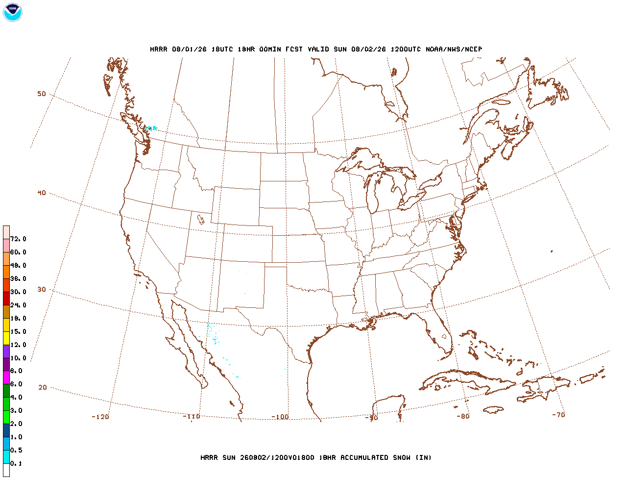 Latest 18 hour total precipitation forecast
