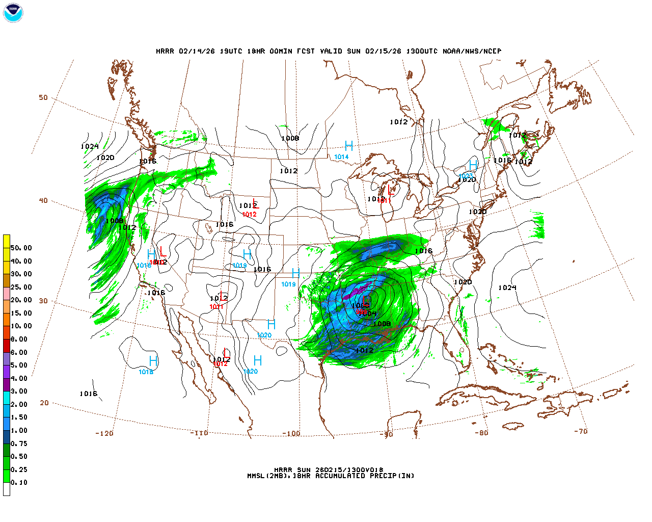 Click to enlarge the hourly precipitation forecast Latest 18 hour total precipitation forecast
