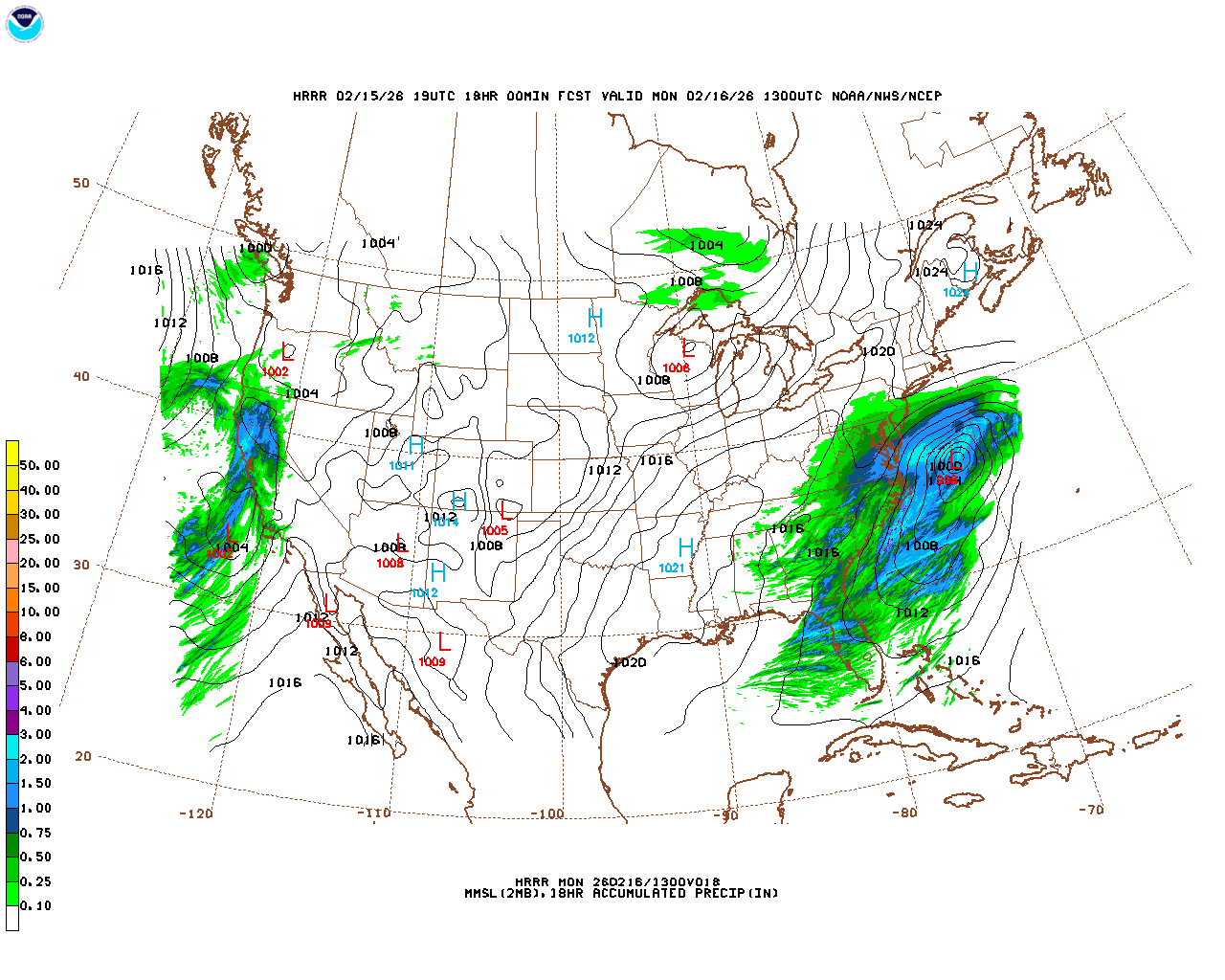 Latest 18 hour total precipitation forecast