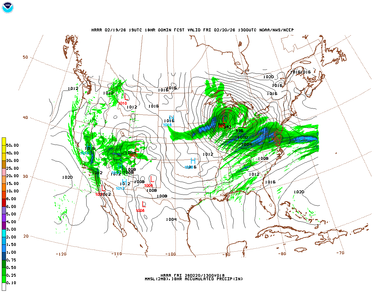 Latest 18 hour total precipitation forecast