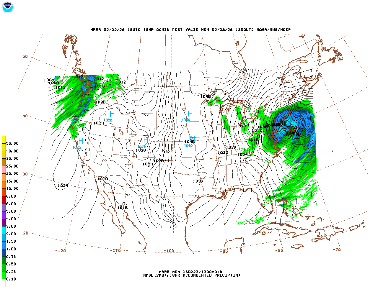 Click to enlarge the hourly precipitation forecast Latest 18 hour total precipitation forecast