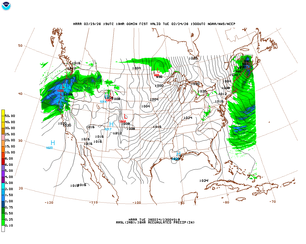 Click to enlarge the hourly precipitation forecast Latest 18 hour total precipitation forecast