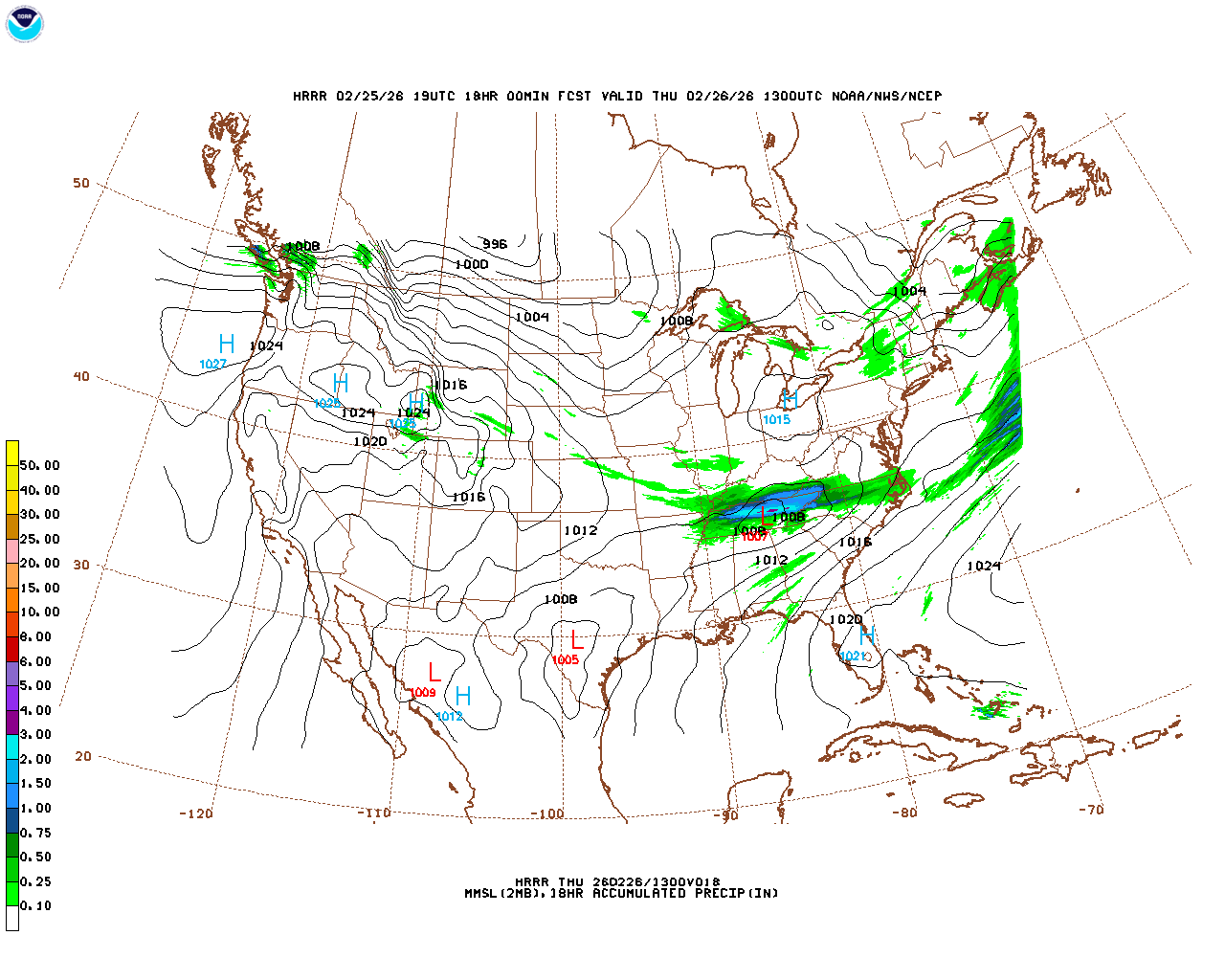 Latest 18 hour total precipitation forecast