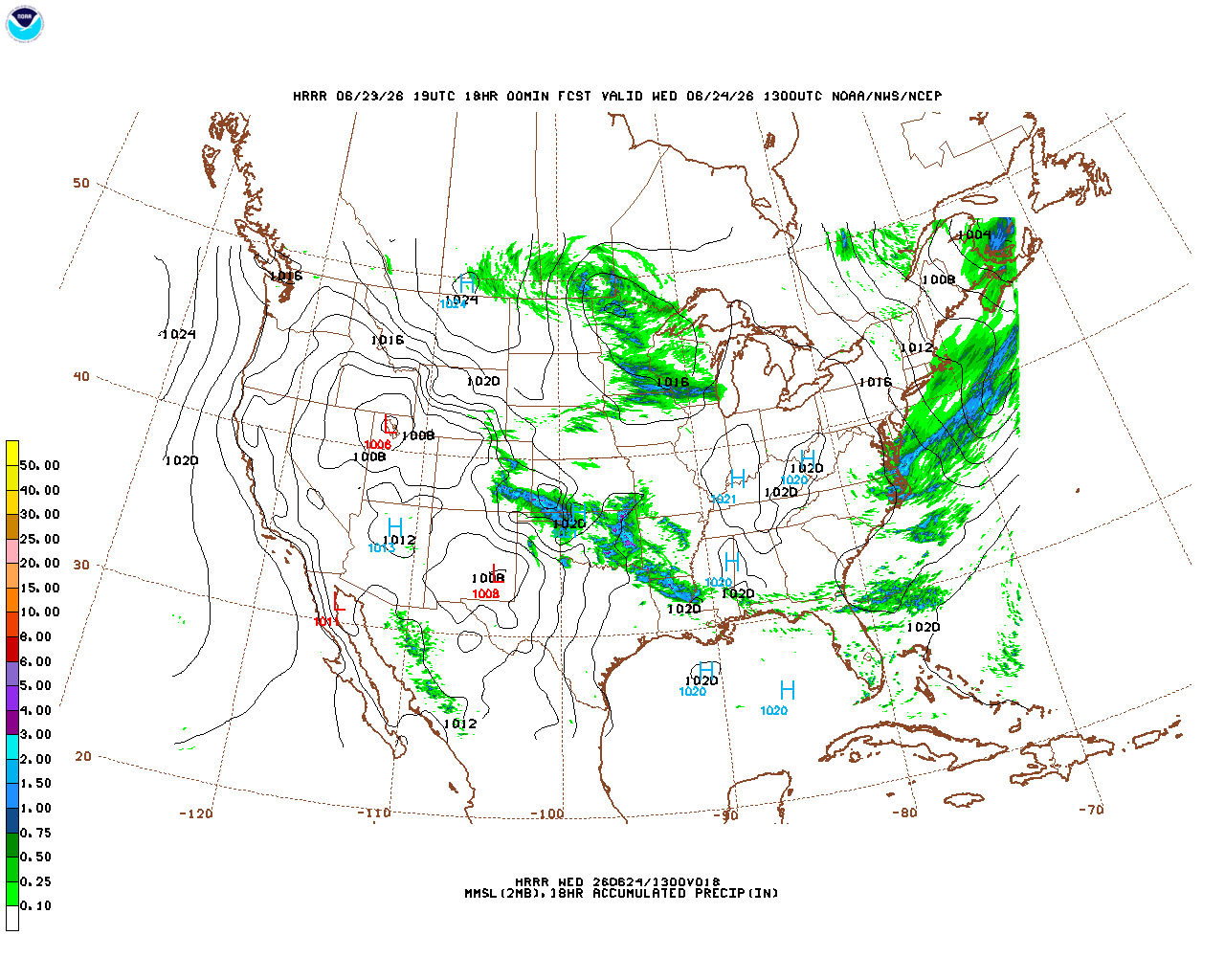 Click to enlarge the hourly precipitation forecast Latest 18 hour total precipitation forecast