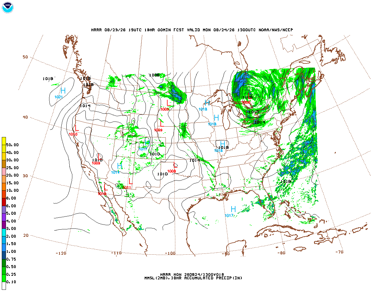 Latest 18 hour total precipitation forecast