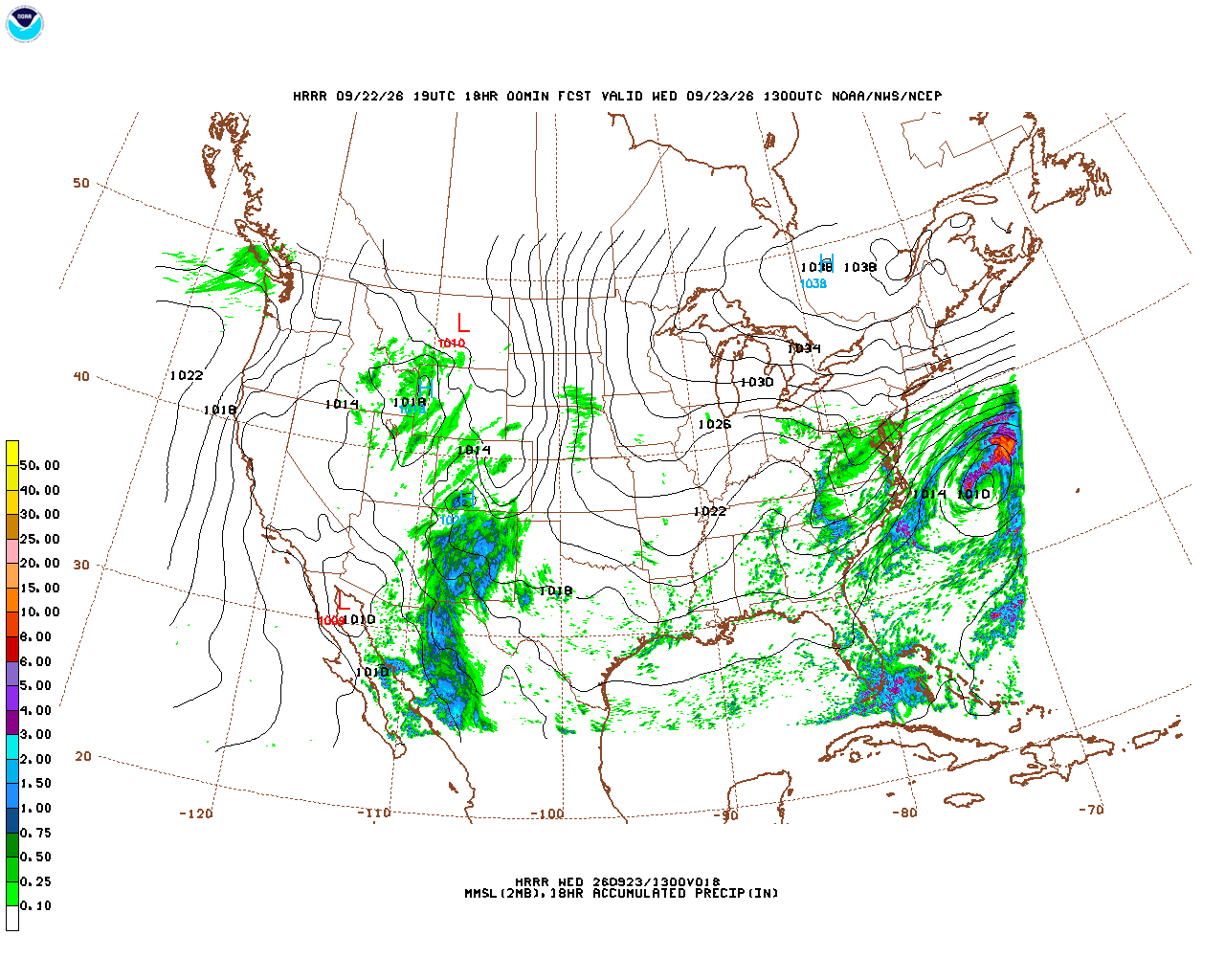 Click to enlarge the hourly precipitation forecast Latest 18 hour total precipitation forecast