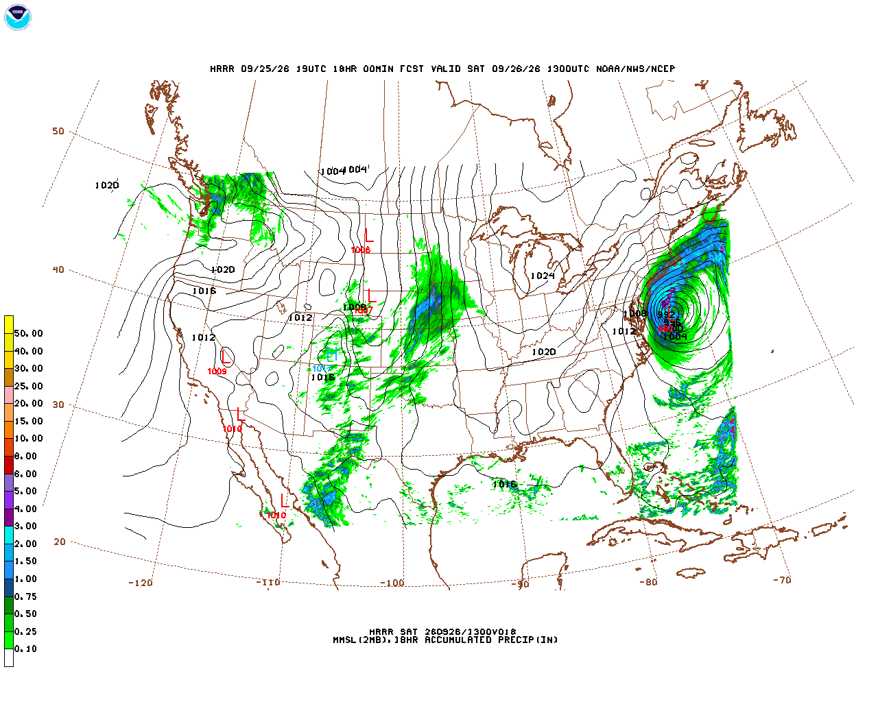 Click to enlarge the hourly precipitation forecast Latest 18 hour total precipitation forecast