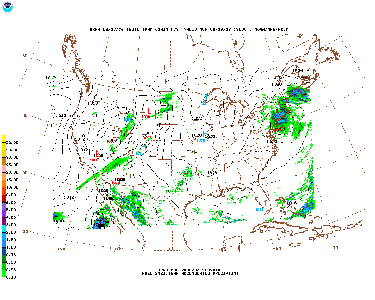 Click to enlarge the hourly precipitation forecast Latest 18 hour total precipitation forecast