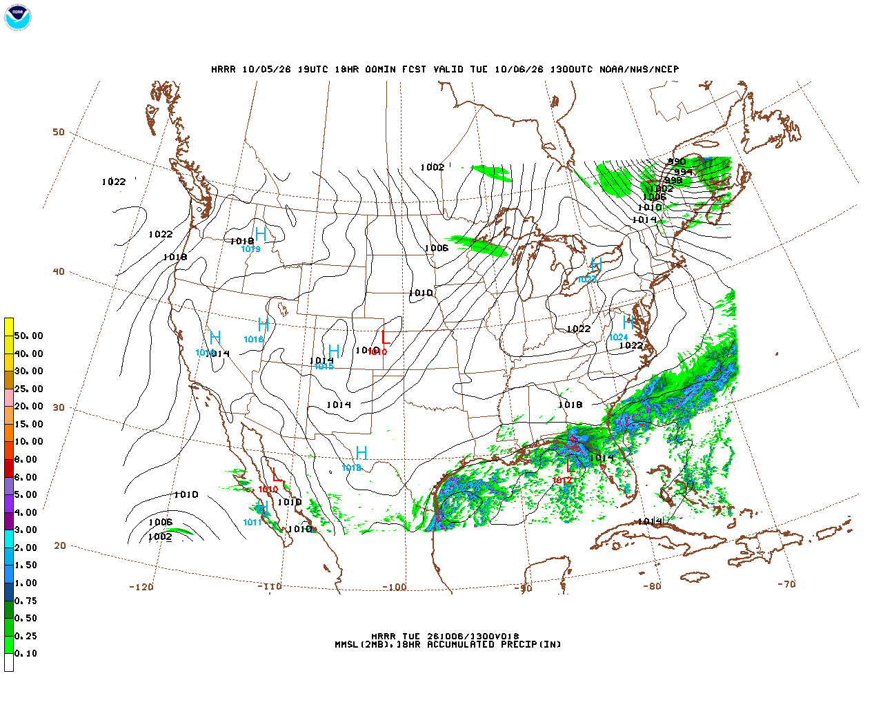 Click to enlarge the hourly precipitation forecast Latest 18 hour total precipitation forecast