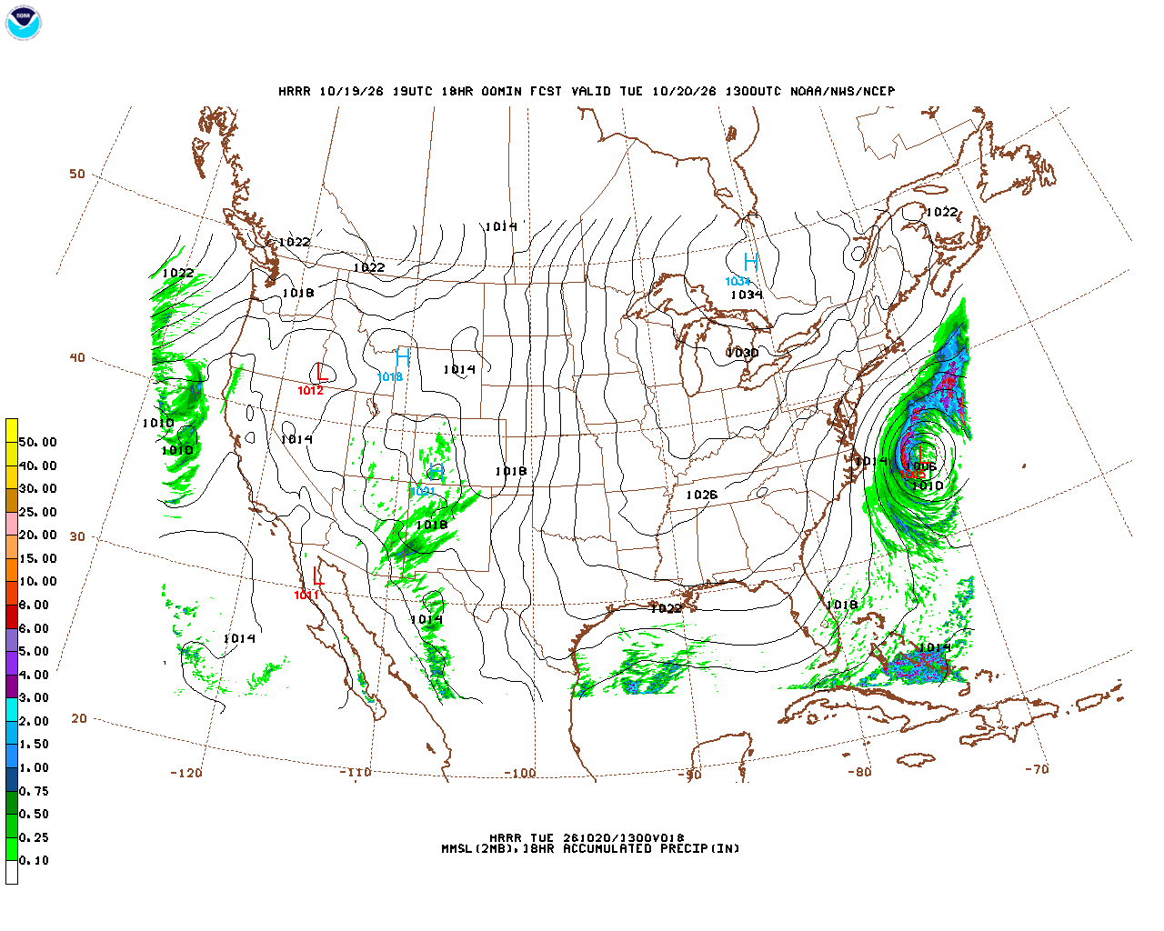Click to enlarge the hourly precipitation forecast Latest 18 hour total precipitation forecast