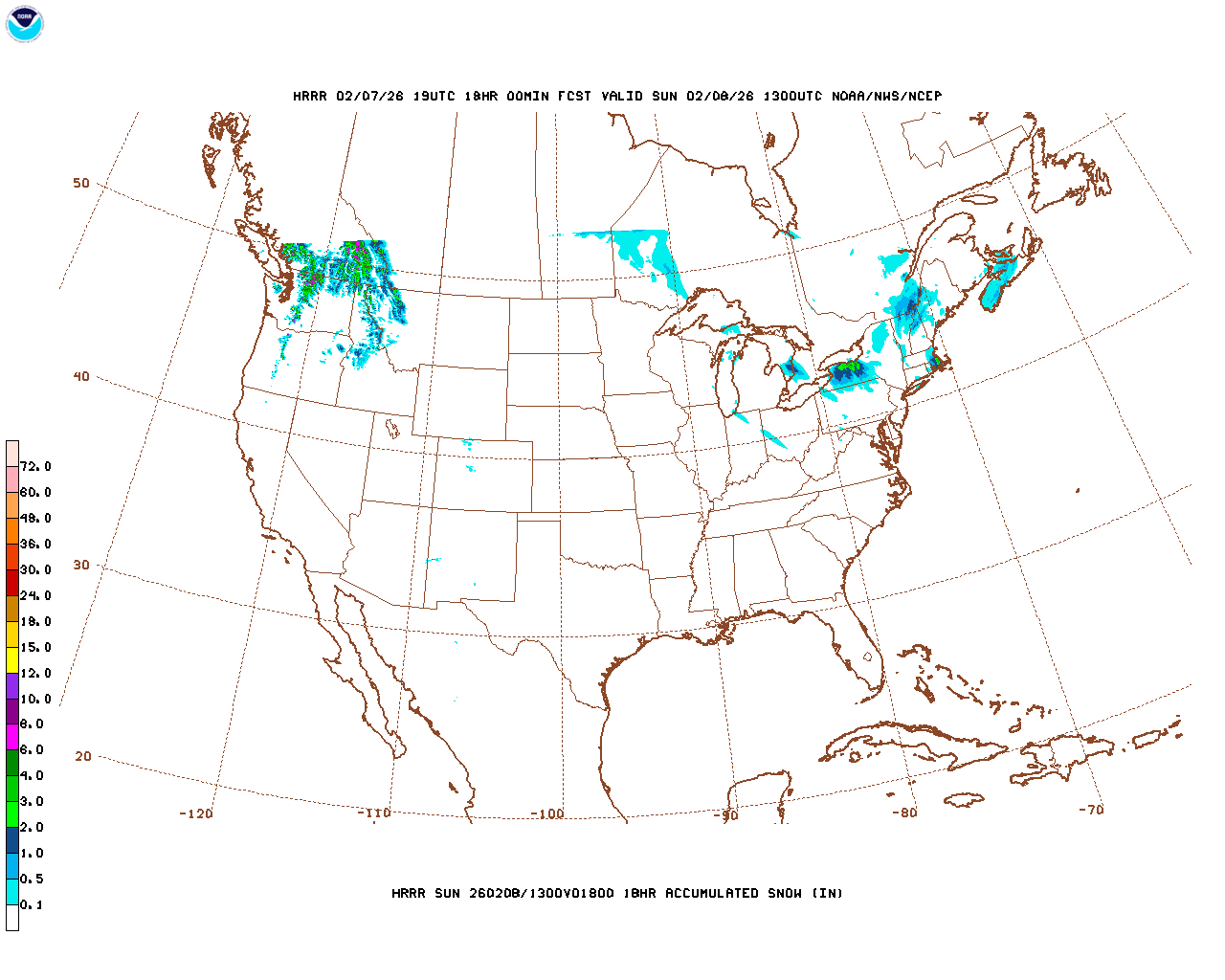 Latest 18 hour total precipitation forecast